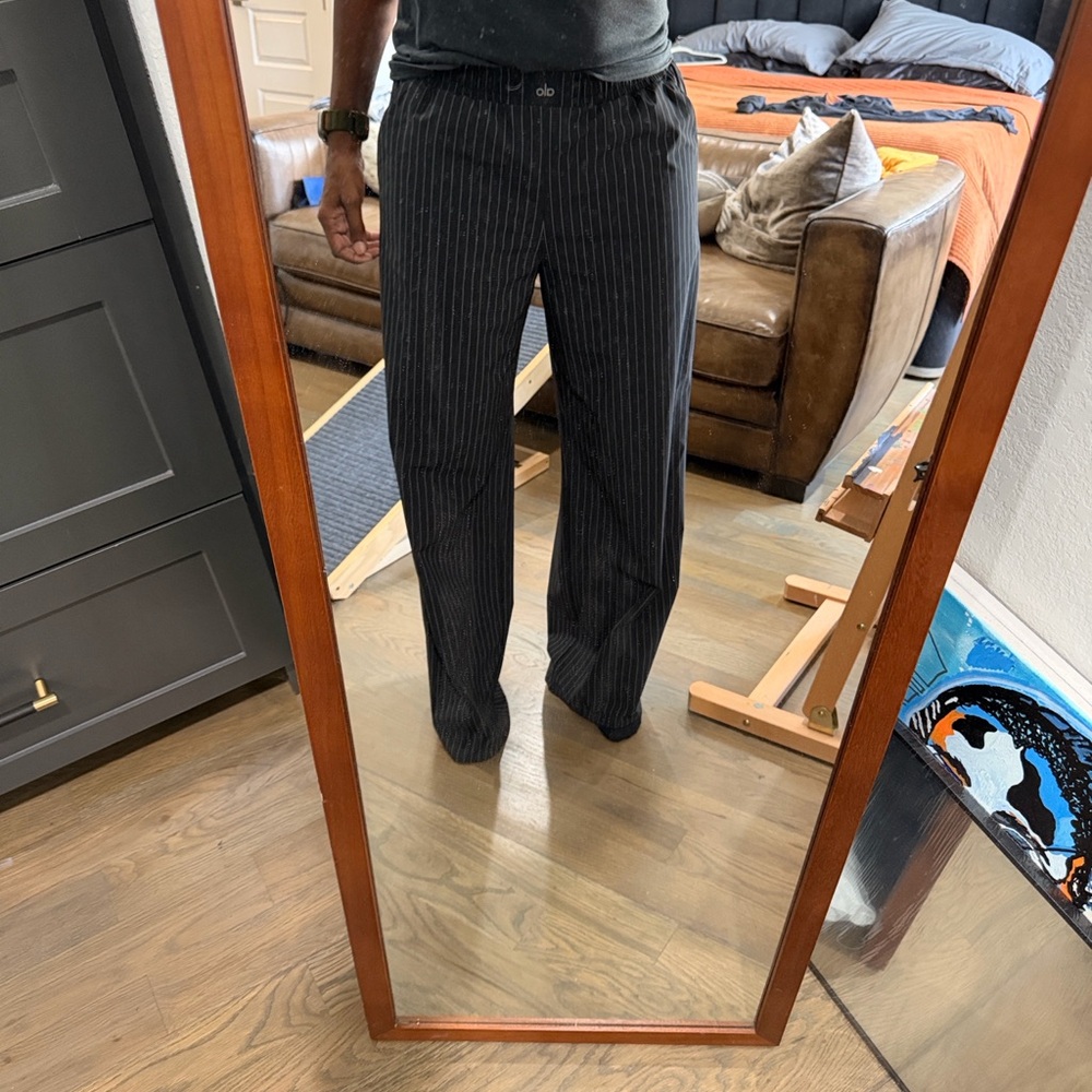 ALO Yoga Pinstripe Lounge Pants in Black and White